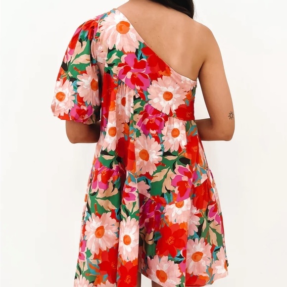 NWT Ebby and I Miabella Floral One Shoulder Mini Dress - Picture 5 of 11